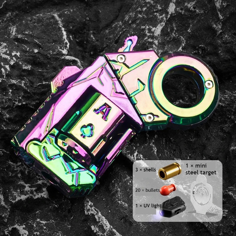 Novelty Fidget Toy Alloy Mini Shell Ejecting Gun Hand Spinner Fun Stress Relief Multiple Modes Christmas Birthday Gift for Boys