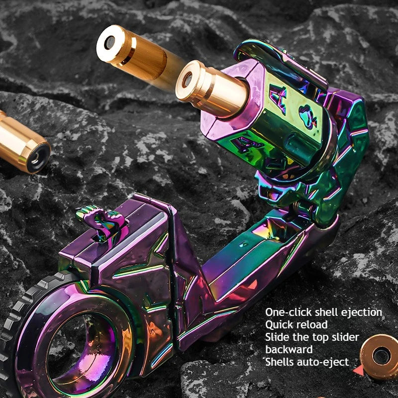 Novelty Fidget Toy Alloy Mini Shell Ejecting Gun Hand Spinner Fun Stress Relief Multiple Modes Christmas Birthday Gift for Boys
