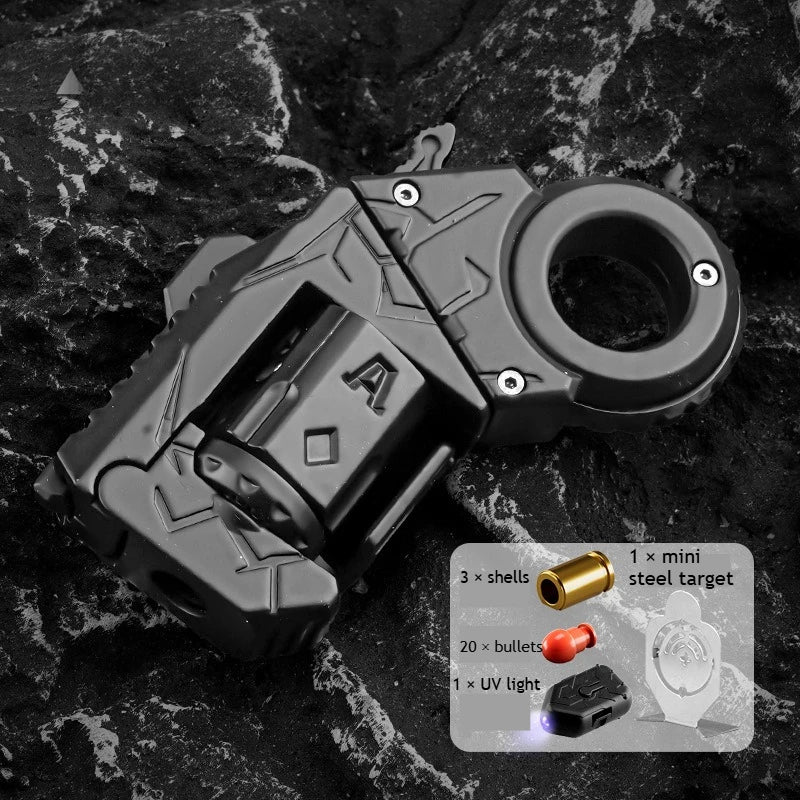Novelty Fidget Toy Alloy Mini Shell Ejecting Gun Hand Spinner Fun Stress Relief Multiple Modes Christmas Birthday Gift for Boys